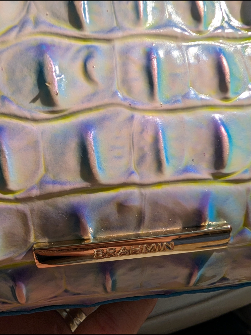 Brahmin Cotton Candy Croc-Embossed Brooke Tote Bag - Picture 4 of 16